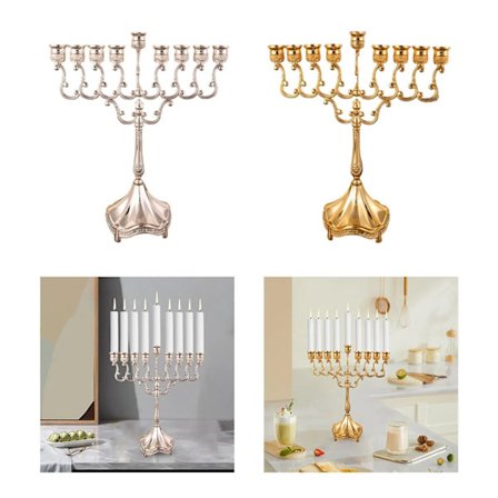 Hanukkah Menorah Candle Stands Tabletop 9 Branches Candle Holder for Christmas Exquisite Candlestick Table Home Decor