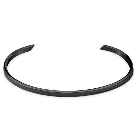 3 mm Polished Black Adjustable Stainless Steel Cuff Bracelet for Men - Cuff bracelets