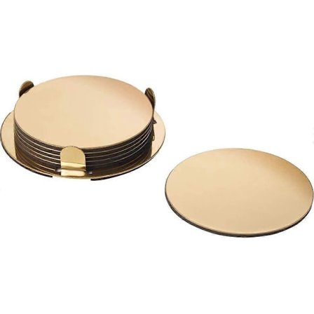 IKEA Glattis Underlägg Set om 6 med Hållare Guld/Mässing 8,5 cm Dia (FMY)