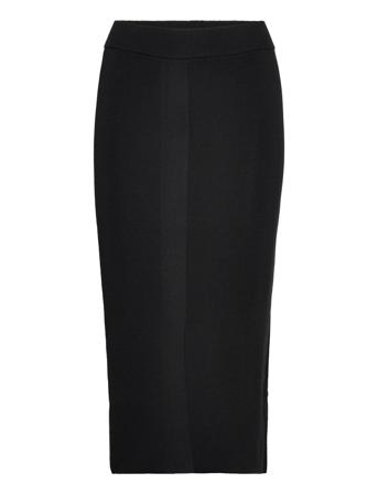 Menthina Knit Skirt Knelangt Skjørt Svart Second Female
