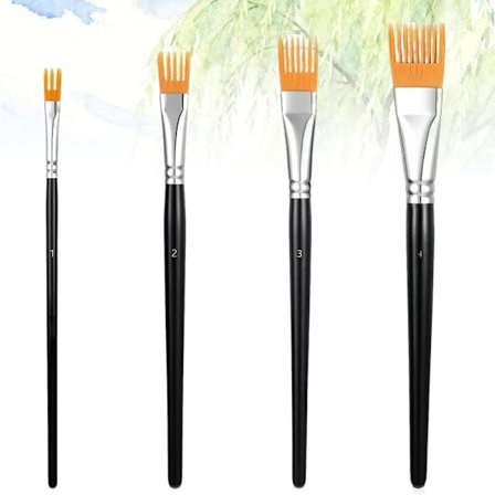 4 stk. Professionelle Kunstner Kam Penselsæt - Alsidige Pensler til Akryl-, Olie- & Akvarelmaling | Alsidig til Kunstnere, Begyndere, Hobbyfolk