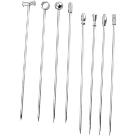 8 st metallfruktnål Cocktailtandpetare Cocktailomrörare Swizzle Sticks Metall Martini Picks Smörgåshocks Cocktailsticks Rostfri stålvisp