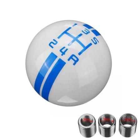 Universal 5-växlad bilväxelspak för Ford Mustang GT500 Manuell växlingsväxel Spak Pen Arm POMO MT Head Ball Ny-Vit Blå White Blue