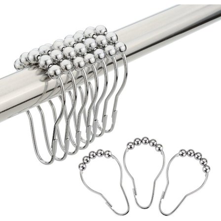 Duschdraperikrokar, duschdraperiringar i rostfritt stål för badrumsduschstänger Gardiner - Set om 12