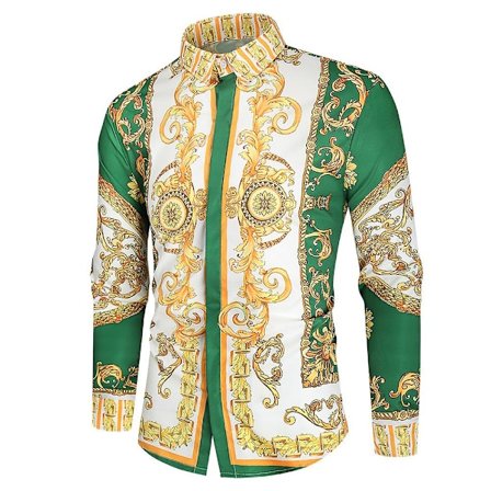 Miesten kuninkaallinen paita print käänne Luxury Slim Shirt Business pitkähihainen istuvuus Topit Prom CNMR