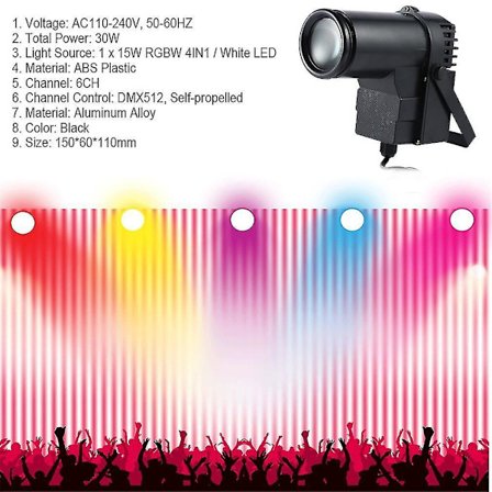 30W RGBW LED DMX512 Scene Lys Spotlight Utendørs