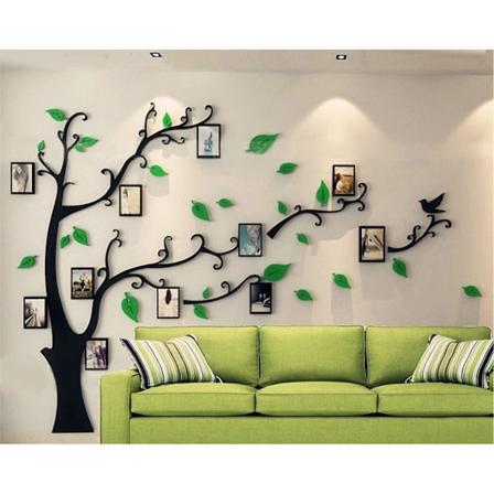 Veggklistremer Tre 3D DIY Veggklistremer med Bilderamme Bildetre Veggklistremer for Familie Barnerom Stue Soverom Veggdekorasjon (100 * 138CM)