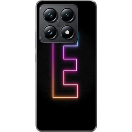 Yhteensopiva Puhelinkuori Xiaomi Xiaomi 14T Minimalistinen neonkirjain E kirkkaissa väreissä tummaa taustaa vasten modernissa ja tyylikkäässä muo