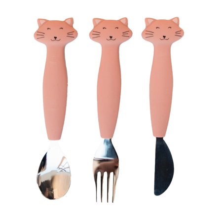 Trixie Bestikksett i silikon Mrs. Cat, Rosa, 3 stk.