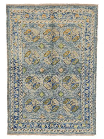 Hand Knotted Classic Afghan Fine Rug 121X177 Wool Green/Dark Yellow Small