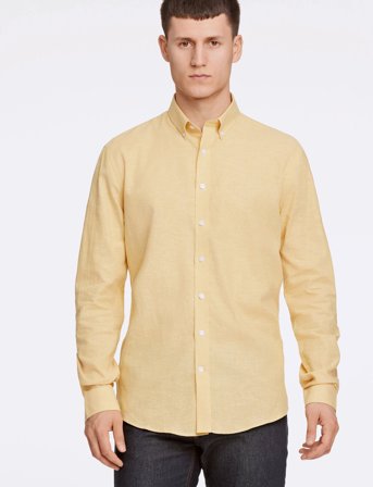 Lindbergh Linen/Cotton Shirt L/S - Yellow - L