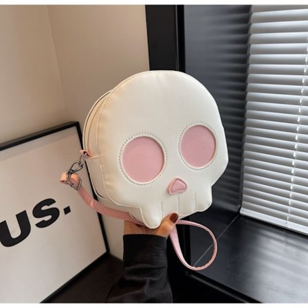 Axelväska i läder Skull Crossbody-väska VIT