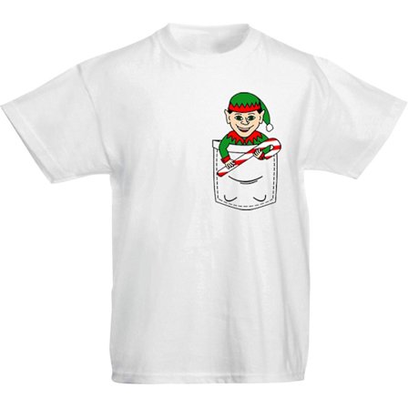 Elf In Pocket Print Söt jul T-shirt