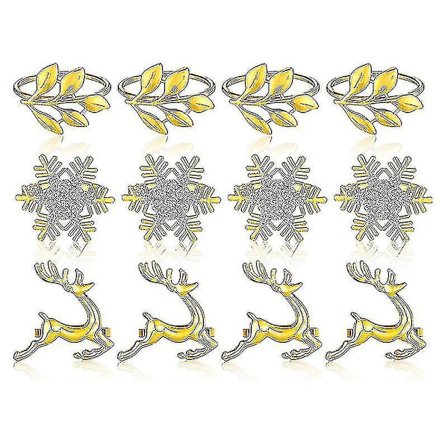 12 kpl Serviettirenkaita, Lehti Serviettipitoimet Hirvi Lumihiutale Pöytäkoriste