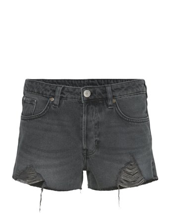 Monki Low Rise Raw Hem Mini Denim Shorts - Black - 31