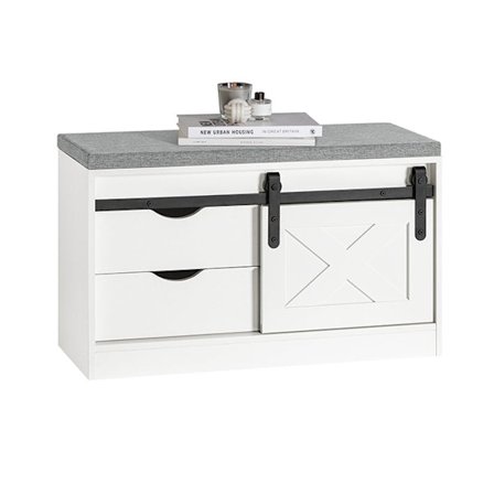 Rootz-säilytyspenkki liukuovella - MDF PB -materiaali - Säädettävä hylly - Kaksi laatikkoa - 80cm x 49cm x 30cm