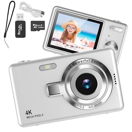 Digitalkamera 48 MP, 1080p FHD, 16x zoom, 64GB minneskort