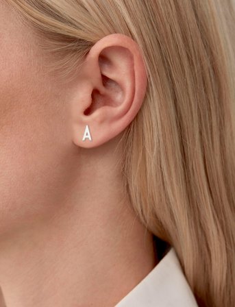 Design Letters Earring Studs Archetypes, A-Z - Silver - ONE SIZE