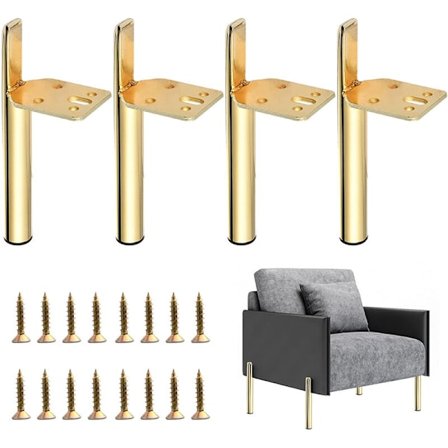 Forvandl Dit Rum, Metal Møbelben 21cm, Elegant Guld Finish For Et Luksuriøst Look, Udskiftnings Sofaben, Høj Kvalitet Tungt Jern, Gummi