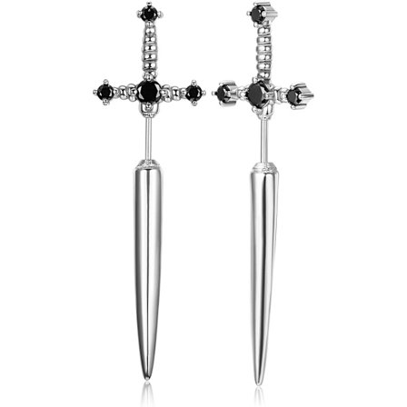 Gotiske sværdøreringe i rustfrit stål til mænd og kvinder, sølv, guld, vintage dolk smykker gave