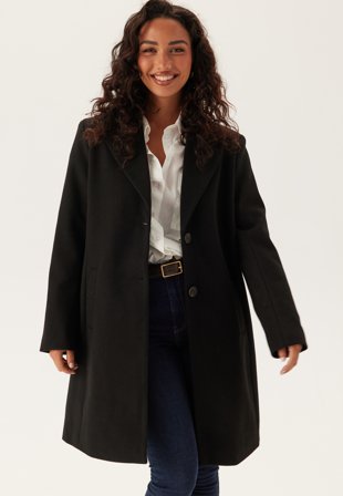 VILA - Viclaudia Button Coat - Black Beauty - Kläder - - Bubbleroom