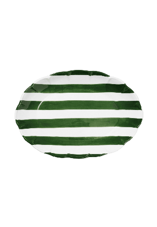 Pick A Poppy Stripe Serveringsfat - 36 Cm Glas & porslin Grön