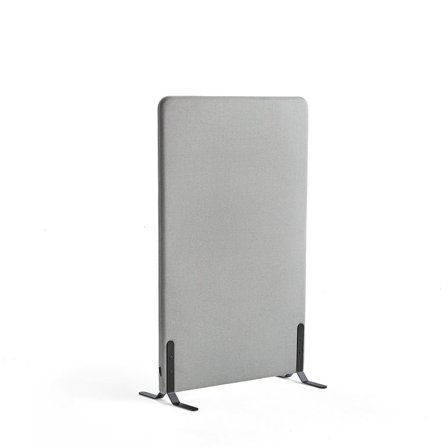 Skærmvæg ZONE, 1360x800x46 mm, stof Etna, sorte ben, lysegrå
