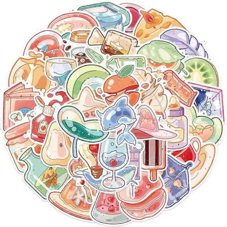 Söta Cartoon Små Glasobjekt Dekaler för Vattenflaskor Laptop Journal Kawaii Vattentät Vinyl Återanvändbar Graffiti Estetiska Dekaler 40 St