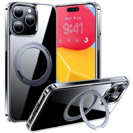 TORRAS Mobilskal till iPhone 15 Pro Magsafe Kickstand - Transparent