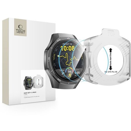 Tech-Protect Easy Set+ 2-pack härdat glas för Huawei Watch GT 5 Pro 46 mm - transparent