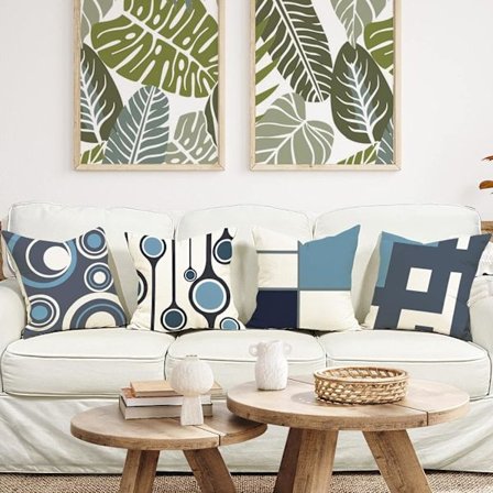 Blå - Set med 4 kuddfodral 45x45 Geometriskt mönster Dekorativt bomullskuddfodral Linnekuddfodral Soffa kuddfodral Kuddfodral för säng