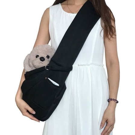 Hundryggsäck upp till 10 kg, Hundbärväska, Hundsele med justerbar öppen rem, Lämplig för små hundar och katter Resväska, svart