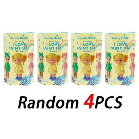 Sunny Angel Minifigur Jeg Elsker Regnvejrsdag Serien Legetøj til Piger - Mystery Blind Box Frø & And Gul Tilfældig - 4 stk