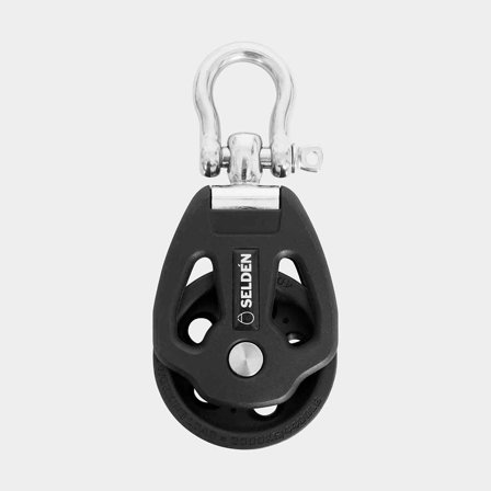 Bozzello singolo con grillo a lira Seldén PBB 80, girevole, cuscinetti a scorrimento, adatto per cime Ø12 - 16 mm