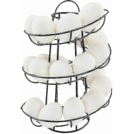 Spiralformad ägghållare i metall - Äggställ för köket - 24 ägg (svart)