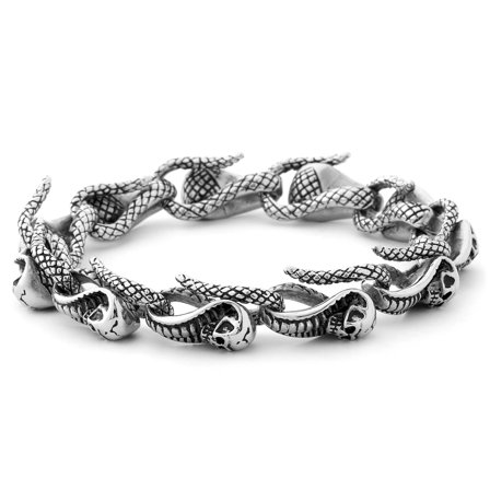 Bracciale con maglie a forma di cobra per uomini - Bracciali in acciaio