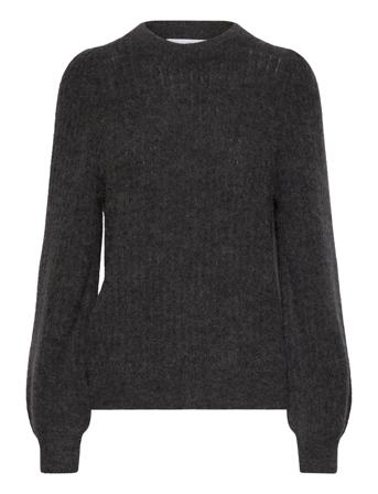 Slflulu Ls Structure Knit O-Neck Selected Femme Brown