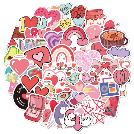 Love Heart Stickers 50-pak N13 MultiColor