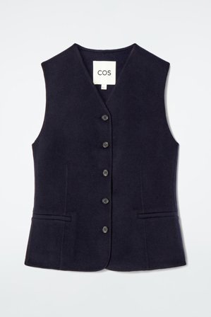 COS Women's Double Faced Wool Waistcoat in Blue