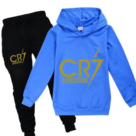 Barnfotboll Idol CR7 Kläder Huvtröja + Byxor Set black-blue 7T