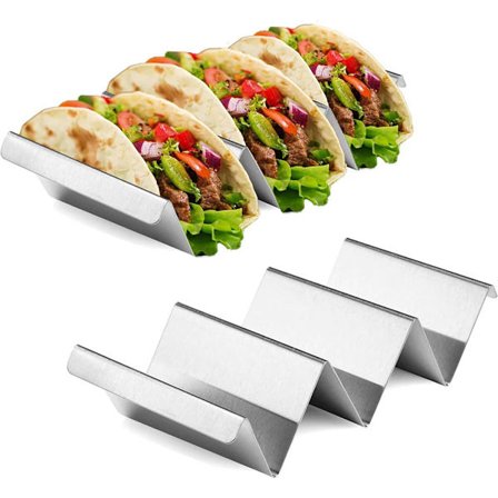 Taco Holder m/ 3 rum - Sæt med 2 - Rustfrit stål - Taco Holder - Tortilla Holder