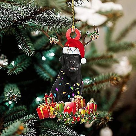 Julekule med julehatt juletrepynt julenisse av tre juletrehund juletreanheng labrador jul