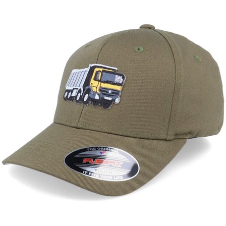 Kiddo Cap - Grön flexfit Keps - Kids Lorry Truck Olive Flexfit @ Hatstore