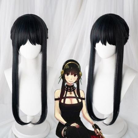 Anime SPY FAMILY Yor Forger pitk musta cosplay peruukki Hiusrooli Pl Black One Size
