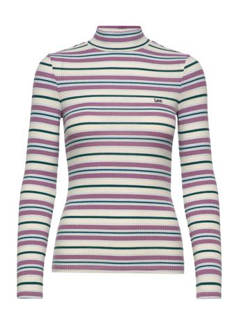 Ribbed Ls High Neck T-shirts & Tops Long-sleeved Multi/mønstret Lee Jeans