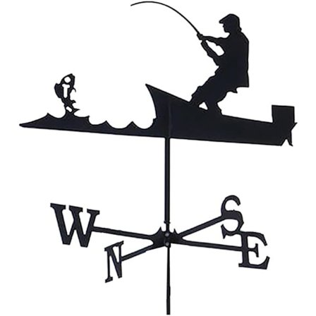 Værhane, utendørs hageværhane, fisker og stang Retr