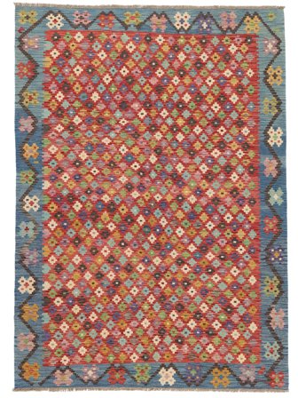 Kelim Afghan Old Stil Teppich Handgewebt 177X251 Dunkelrot/Schwarz Afghanistan