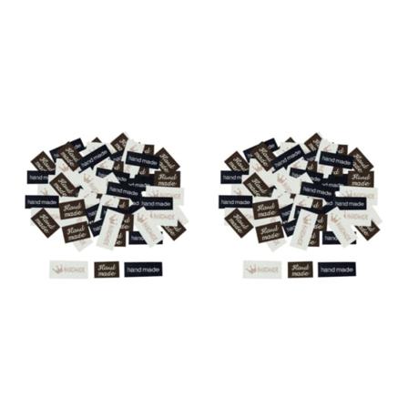 1/2/3/5 100x handgjorda engelska etiketter Taggar Tyg DIY-kläder Handmade Crown Print 120 Pcs 2Set