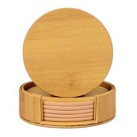 6-pakke reversible glasfrakker PU med Holder Wood Oak Brown