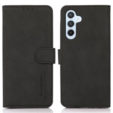 SKALO Samsung A55 5G KHAZNEH Lompakkokotelo PU-nahasta - Musta Black